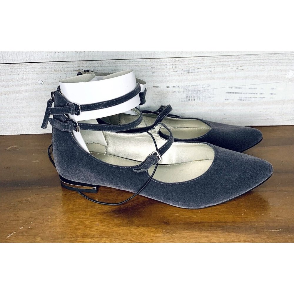 Ana Pointed Toe Flats Dark Gray Women's Size 8.5 Ankle Straps BRAND NEW NO BOX